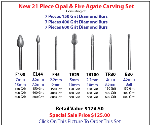 Lasco Diamond Products 21 piece Opal & Fire Agate Carving Set