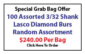Grab Bag - 100 Assorted 3/32 Diamond Burs