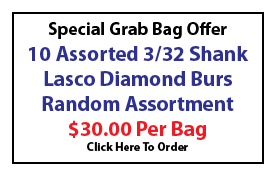 Grab Bag 10 pcs 3/32 Diamond Burs