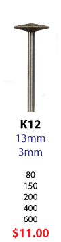K12 - Large Knife Edge Diamond Wheel 1/2 inch diameter